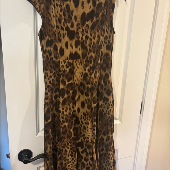 Elana Karan Cheetah sleeveless Brown and Black V-Neck Midi Sundress - Picture 4 of 5